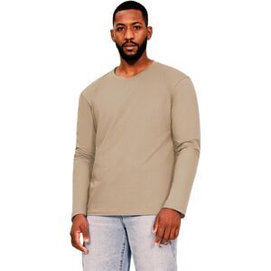 Casual Classic Mens Ringspun Cotton Long-Sleeved T-Shirt / Sand